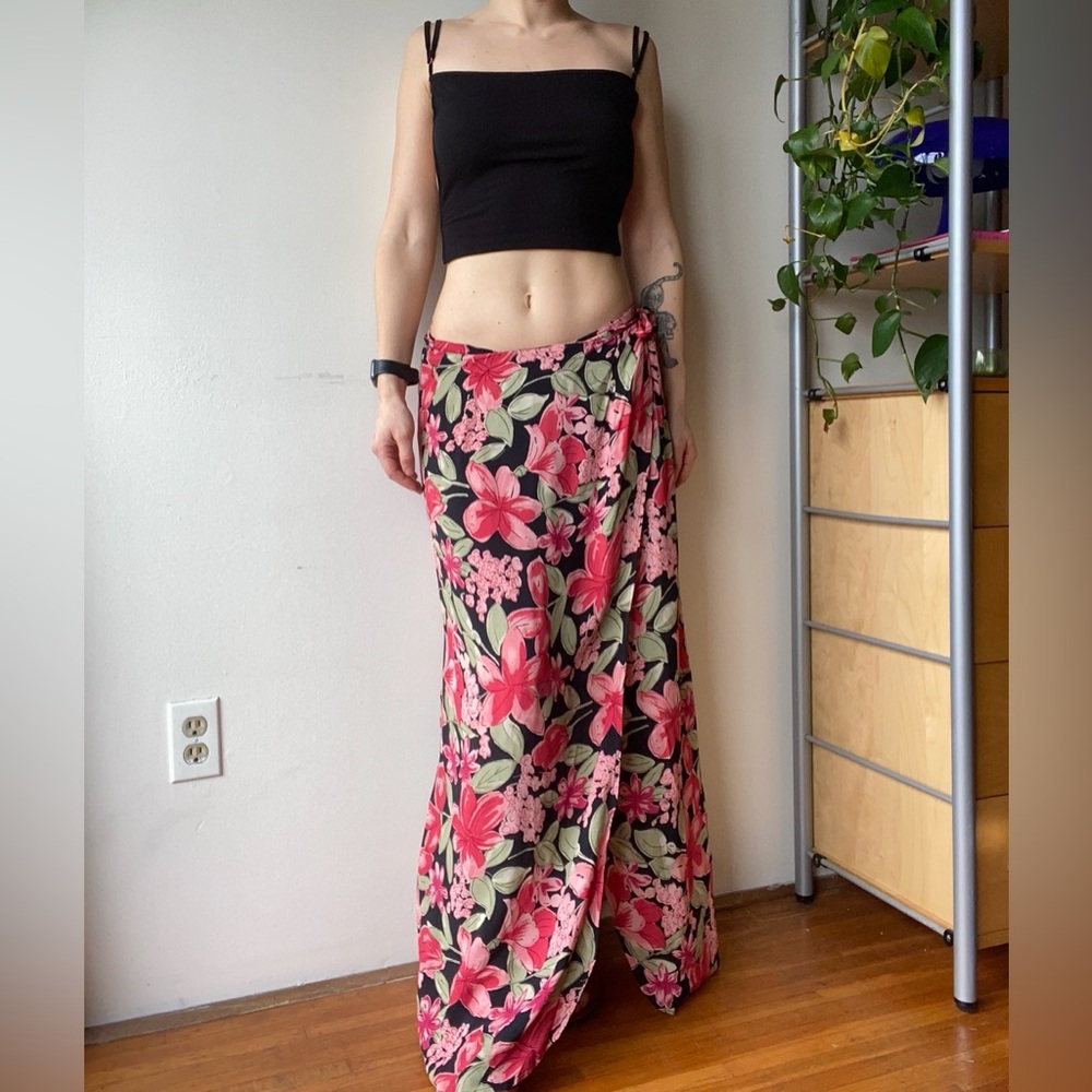 Code One Floral Wrap Maxi Skirt Boho Y2K Sarong Style